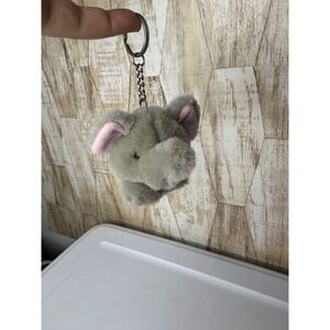 Vintage Swibco Gray Plush Elephant Head Keychain Stuffed Bag‎ Charm